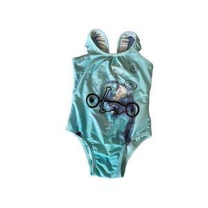 Gap toddler girls blue one piece, dolphin swimsuit size 3T